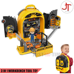 3 in 1 DIY Pretend Play Role Kit Folding Construction Tool Toy With Backpack for Kids