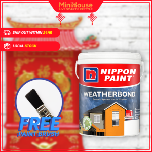 [miniHouse] NIPPON Paint Weatherbond Chinese Temple Red FREE Paint Brush NP R1267A DIVA -1 Litre