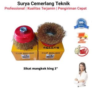 Sikat mangkok king 3" kuningan cupbrush Sikat kawat sikat besi kuningan