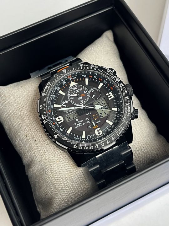 Citizen Promaster Sky A T Watch Eco Drive JY8085 81E Chronograph Black Anadigi Dial Black Steel Lazada PH