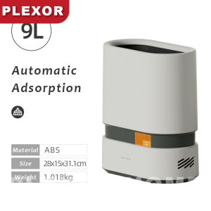 Plexor Slim Oval Bathroom Trash Can without cover 9L/12L/15L Motion Sensor Automatic Bagging Garbage Can Touchless Plastic Trash Bin Lidless Smart Trash Can for Bedroom Toilet Office Living room etc