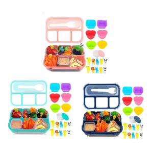 Childrens Meal Preps Set Divided Compartment Bentos Box Grade Muffin Cups Skewers Lunch Storage Container