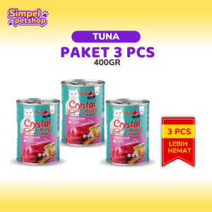 PAKET 3 KALENG - Crystal Kitty Kaleng Makanan Basah Kucing 400GR Semua Umur Wet Food All Stages