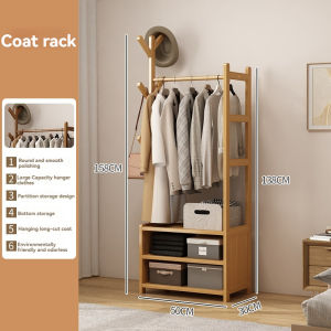 Wooden Wardrobe Clothes Rack Coat Rack Organizer With Drawer Bamboo Locker Bedroom Coat Rack Storage Cabinet