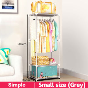 NINI Rak Almari Besi Tahan Karat Besar Pelbagai Guna Penyidai Baju Rak/ Large Stainless Steel Wardrobe Storage Clothes Rack