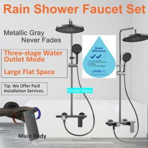 Metal Gray Rain Bathroom Shower Set Shower Faucet Set Shower TapsFast shipping