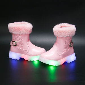 Fashion Led Boots for kids girl ankle zip boots with light for kids girls rubber shoes size 22-36