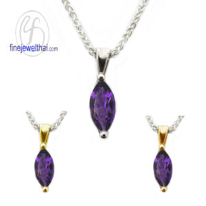 Finejewelthai-จี้เงินแท้ จี้โชคดี เลือกฝังเพชรสังเคราะห์หรือพลอยแท้ได้-P1112gem (ราคานี้ไม่รวมสร้อยนะคะ)