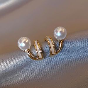 New Korean Simple Design Pearl Geometric Earring Irregular Stud Earrings For Women Girls Jewelry Gift