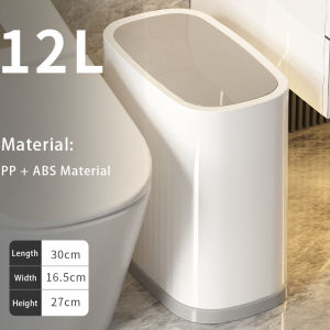 ตะกร้าถังขยะพลาสติกสี่เหลี่ยม15L ฝาปิดแบบกด12L กะทัดรัดและปิดผนึกพร้อมถังขยะซับแบบถอดได้กระป๋องถุงขยะพลาสติกบางสำหรับห้องครัวห้องน้ำพื้นที่แคบ