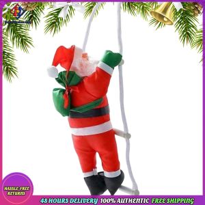 Vodool 1pc Santa Claus Pendant with Rope Santa Claus Climbing Rope Pendants Santa Climbing Rope Ornament for Holiday Parties Tabletop and Fireplace
