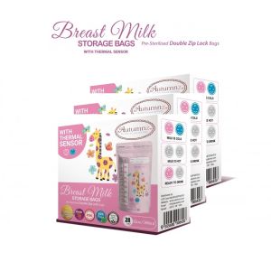3 Boxes Autumnz Breast milk Breastmilk storage bags *BPA Free *Double Ziplock *Thermal sensor Milk bags (28pcs/Box)