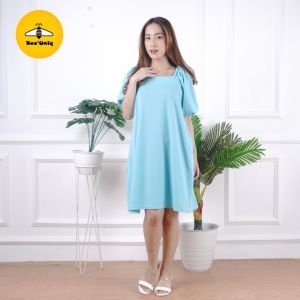 BeeUniq Dress Delivia Crepe Flarie / Dress Terusan Lengan Puff
