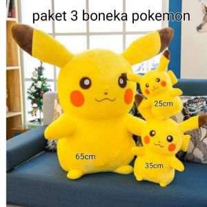 PAKET 3 BONEKA POKEMON PIKACHU/BONEKA POKEMON/BONEKA PIKACHU/BONEKA/MAINAN/KADO/SOUVENIR