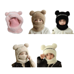 Mùa Đông bảo vệ tai hat khăn cho thú bông cho trẻ POM nắp ca-pô mũ khăn Windproof Headgear giữ trẻ em ấm áp ngoài trời