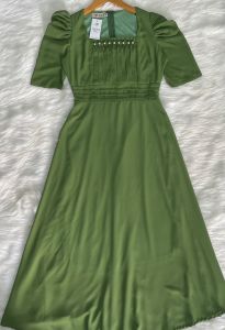 Đầm maxi form dài xếp ly ngực và eo đính ngọc tay phồng - MS0293 (Hình thật shop chụp)