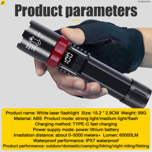 【Telescopic zoom】Intelligent digital display light flashlight flash light torch light lampu suluh torchlight rechargeable flashlights led touch lights powerful portable original tahan lasak waterproof 手电筒 500000w
