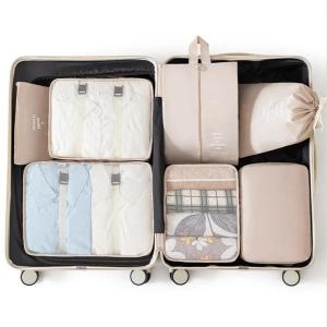 7 -piece Set Travel Organizer Storage Bags Wardrobe Cube Suitcase Packing Cubes Set Storages Luggage Clothes Shoe Pouch Folding