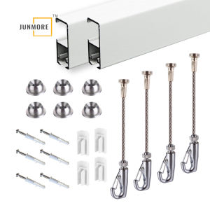 Picture Hanging Systems wall solutions hanging wall gallery wall-mounted rail picture frames frames picture wall for artwork cable picture hanging (2 Rails 4 Hooks and 4 CablesWhite)