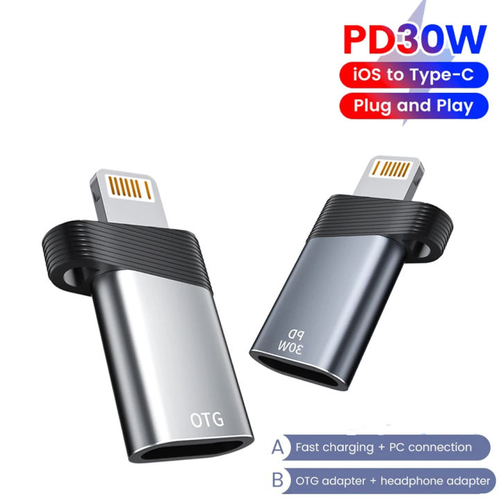 USB C To Lightning OTG Adapter PD30W Fast Charging Data Transfer IOS To ...