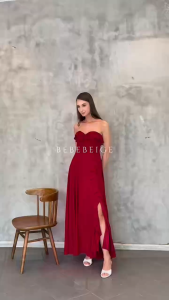 BebeBeige Off Shoulder Maxi Dress Blue