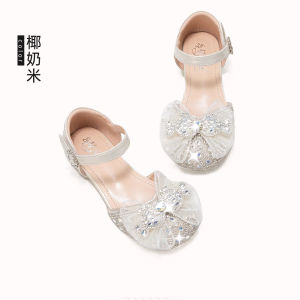 [Free Shipping] Girls Princess Shoes 2025 Summer New High-Heeled Sandals for Little Girls Korean Style Childrens Shoes with Soft Soles and Bowknot Anti-Slip
