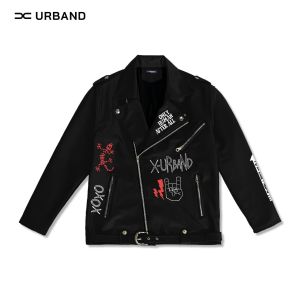 X-Urband Official - A539 Jaket Double Kerah Bordir Semi Kulit