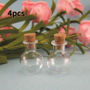 1/4PCS Mini Glass Drifting Bottle Wishing Bottle Wooden Stopper Perfume Dried Flower Storage Decoration