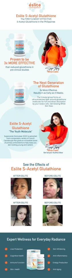 OFFICIAL] Eslite S-Acetyl Glutathione (Anti Aging and Skin Whitening Gluta  Capsule) 30 Capsules | Lazada PH