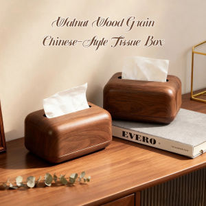 Walnut Wood Tissue Box Medieval Vintage Tabletop Storage Holder High-End Home Decor Living Room Dining Table Housewarming Gift