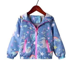 Spring Jacket for Girls Coats Hooded Unicorn Rainbow Pattern Baby Girls Clothes Outerwear Kids Windbreaker Autumn Girls Jackets2026