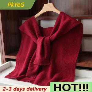 PkYeG Korean Knitted Shawl Summer Air Conditioning Collar Neck Guard Knit Thin Knotted Cape Shoulder Scarf For Women