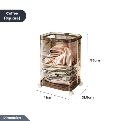 Easyhome.sg [Clear & Large Capacity] Storage Bin with Wheels - Doll Plush Toy Organiser / Clothes Storage Basket
