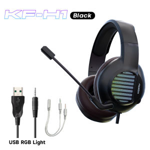 [Model Terkini 2025]  Koorfly KF-H1 Gaming Headphone Wired Stereo Earphones With Microphone RGB Light Game Headsets Noise Reduction for PC Laptop