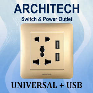 ARCHITECH INFINITY A69-C06U GOLD Stop Kontak - Colokan Universal USB