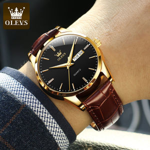 FCOLEVS Fashion Mens Watches Top Brand Luxury Men Leather Quartz Waterproof Watch For Male Auto Date Luminous Rose Gold Shell Business Wrist Watches 6898P
