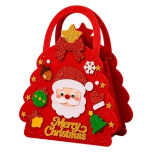 ETQT Pre-cropping DIY Christmas Bag Santa Claus Non-woven Fabric Handmade Handbag Montessori Snowman Xmas Candy Bag Kindergarten