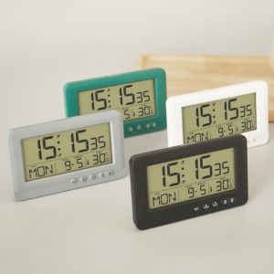 UMBRAULI Thời gian/Ngày/Tuần/Nhiệt độ Đồng hồ báo thức điện tử Màn hình LCD Ánh sáng dịu nhẹ Đồng hồ báo thức kỹ thuật số Hiện đại 12/24 giờ Đồng hồ để bàn Sử dụng cho sinh viên