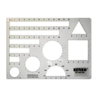 Kenko Model & Shapes Drawing Stencil KP-MR-100 (Dimensions in centimetres)