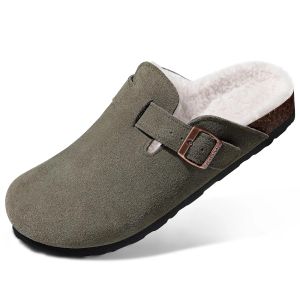 Comwarm Classic Winter Mules For Women Men New Winter Fur Suede Clogs Cork Footbed Cozy Fuzzy Slippers With Adjustable Buckle2026