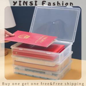 YINSI Plastic File Storage Box Organization Transparent Square Storage Box A4 Organization Box Desktop Dust-proof Storage Box