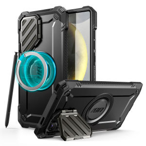 SUPCASE UBMag XT for Samsung Galaxy S25 Ultra Case with Camera Cover Compatible with Wireless Charge Heavy Duty Rugged Case with Built in Kickstand