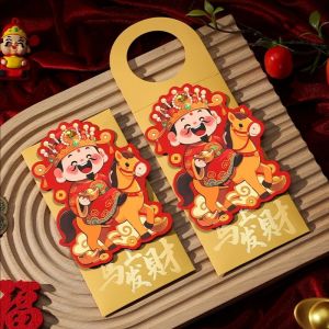 YESPERY Creative Red Envelope Door Handle Hanger Decor 2-in-1 Red Packet Kids Gift 2026 New Year Lucky Money Bag Chinese Style God of Wealth Angpao