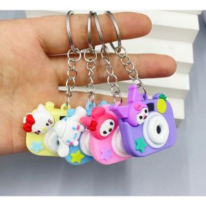 Gantungan Kunci Sanrio Kamera Ganci Lucu Karakter Kuromi Melody Cinnamorol Hello Kitty Keychain