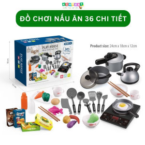Bộ đồ chơi nấu ăn cho bé Play House 36 chi tiết bếp có đèn và âm thanh như thật đồ chơi nấu ăn cho bé