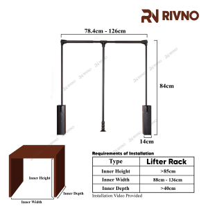 Rivno Aluminum Alloy Wardrobe Lift Clothes Mounting Clothes Rail Adjustable Telescopic Clothes Drying Rod