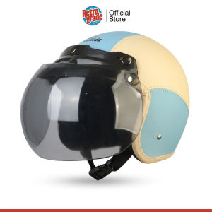Helm Bogo Anak Retro Kulit Sintetis Lucu Untuk Usia 2 3 4 5 6 Tahun Cream Biru