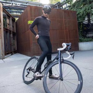 Santic Cycling Pant for Men 4D Padded Winter Windproof Fleece Thermal Reflective Bicycle Bike Bib Tights