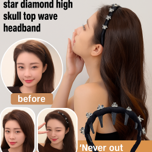 Star Diamond Secret High Crown Water Rhinestone Butterfly Headband for All-Year Fashion Women  Unique Design  Trendy Look  Perfect for Flyaway Hair