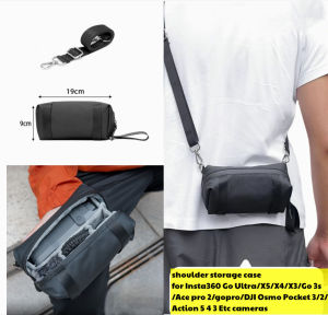 Carrying Case Storage Bag for Insta360 X4 Air/X5/4/3 Go Ultra/DJI Osmo Nano/360/Action 6/5 Pro/4/3/Pocket 3/2 with Shoulder Strap Waterproof Portable Protective Bag Camera Accessories